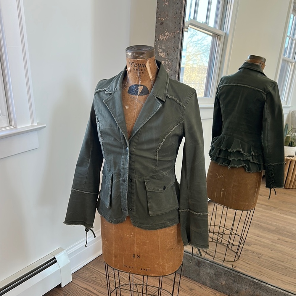 Free People Green Blazer Tailored Suit Jacket